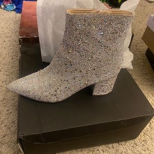 Betsy Johnson diamond studded Pointed tie boots